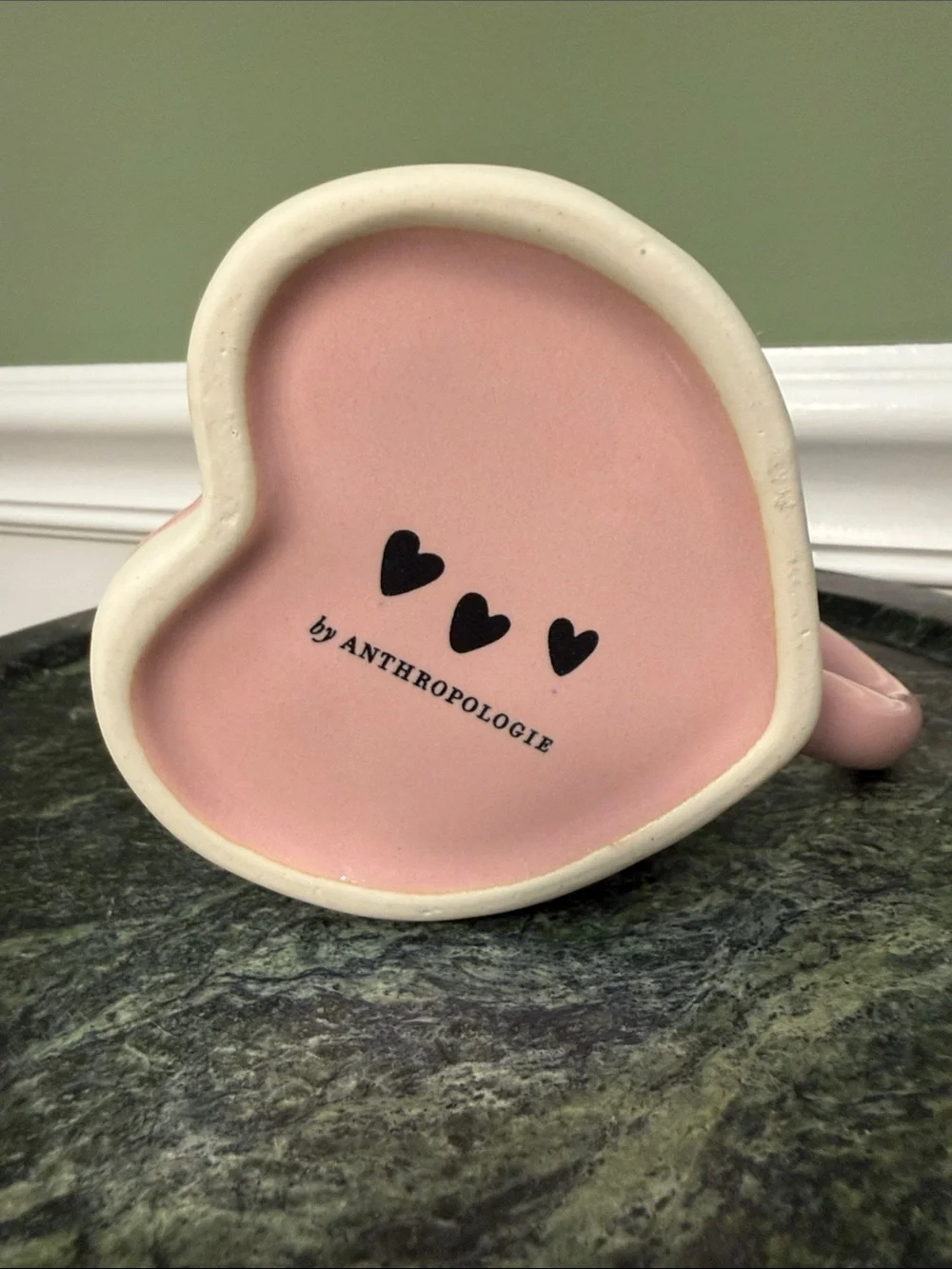 Anthropologie Heart Shaped Mug- Pink